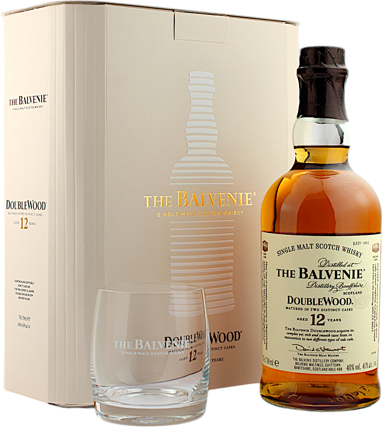 Balvenie Double Wood 12 Jahre Geschenkset mit Whiskyglas 40.0% 0,7l