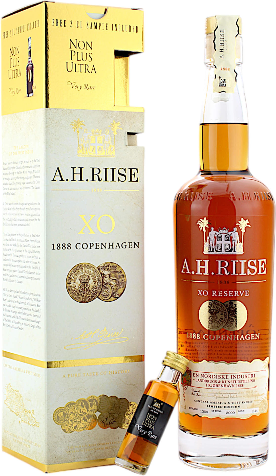 A.H. Riise XO 1888 Copenhagen Gold Medal Rum mit Non Plus Ultra Miniatur 40.0% 0,72l