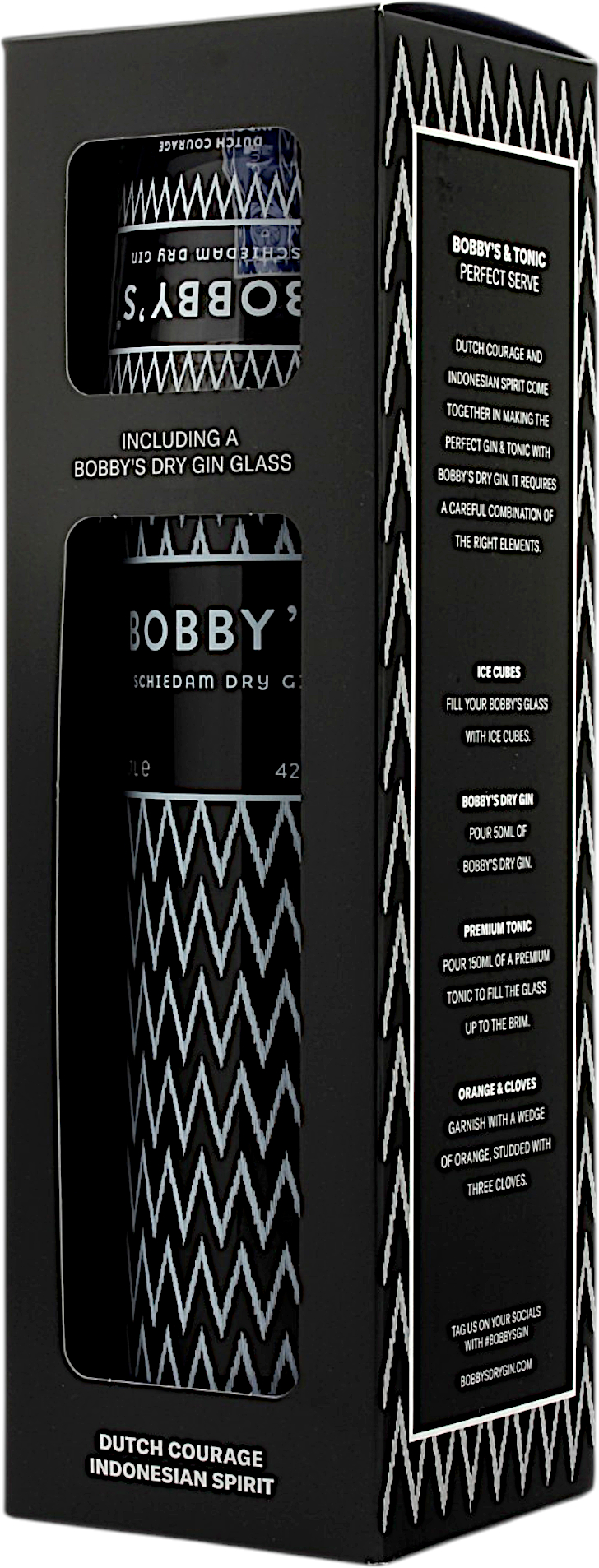 Bobby's Schiedam Dry Gin Geschenkset mit einem Glas 42.0% 0,7l