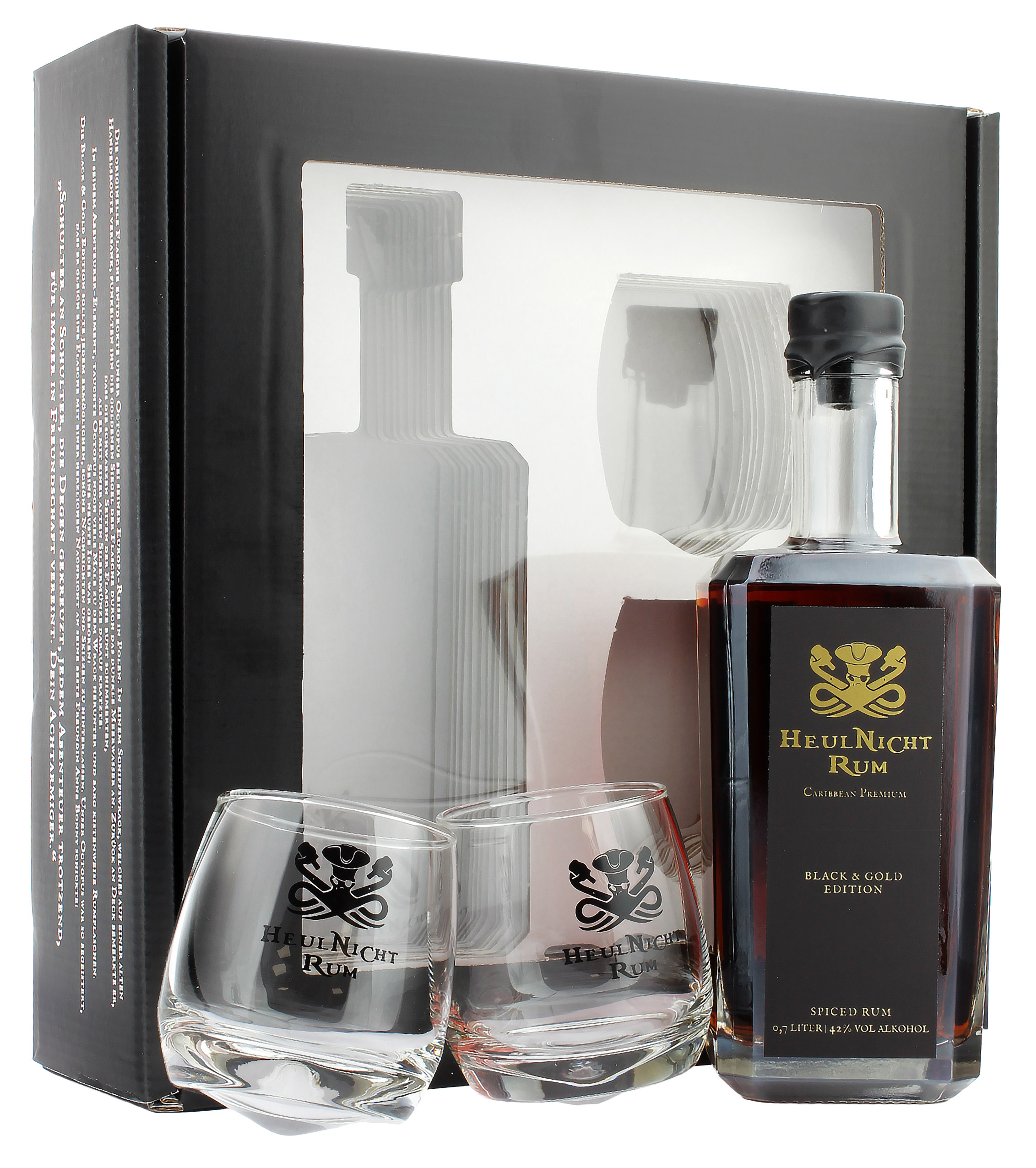HeulNicht Rum Black & Gold Edition Geschenkset mit 2 Tumbler 42.0% 0,7l