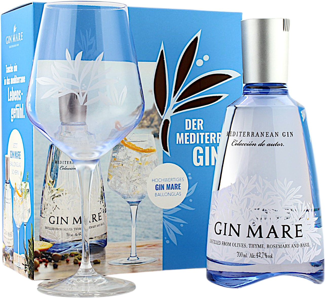 Gin Mare Geschenkset mit Ballonglas 42.7% 0,7l