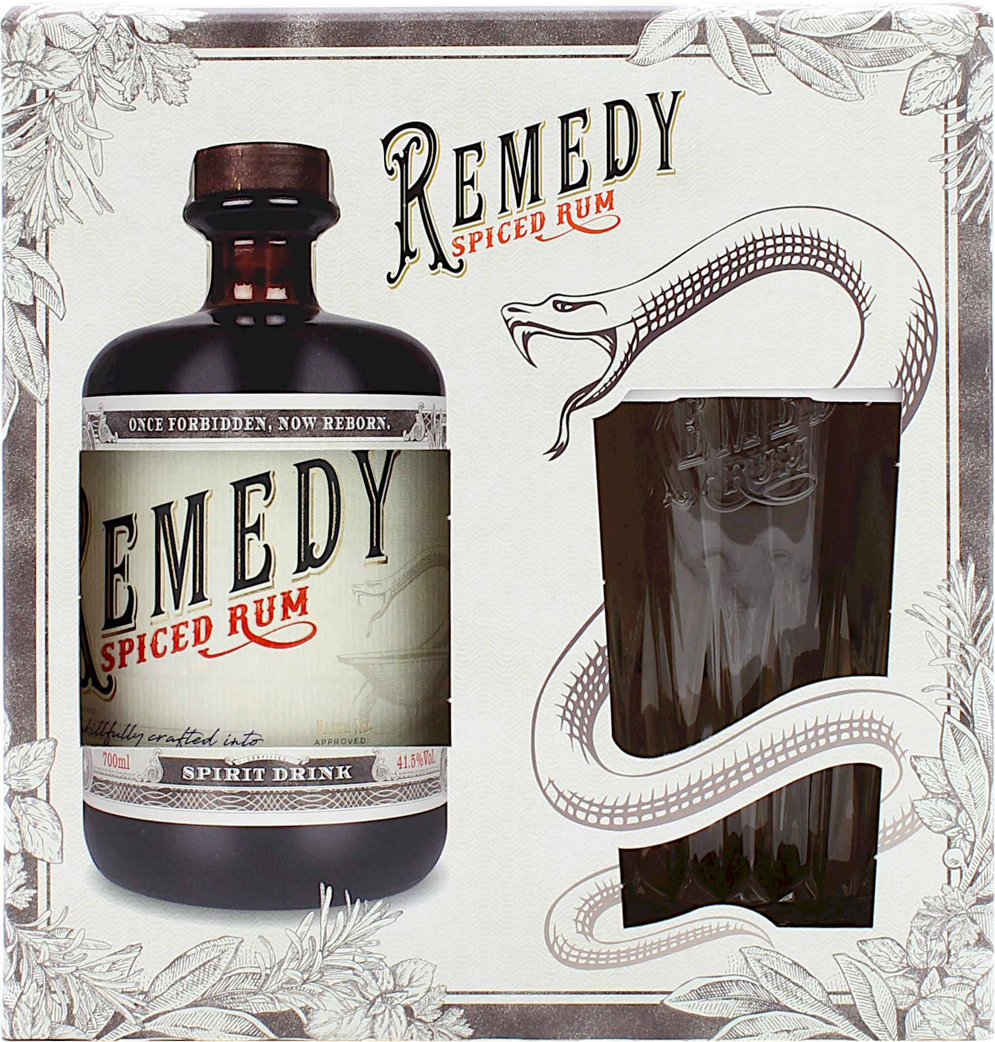 Remedy Spiced Rum High mit Ball Geschenkset Glas