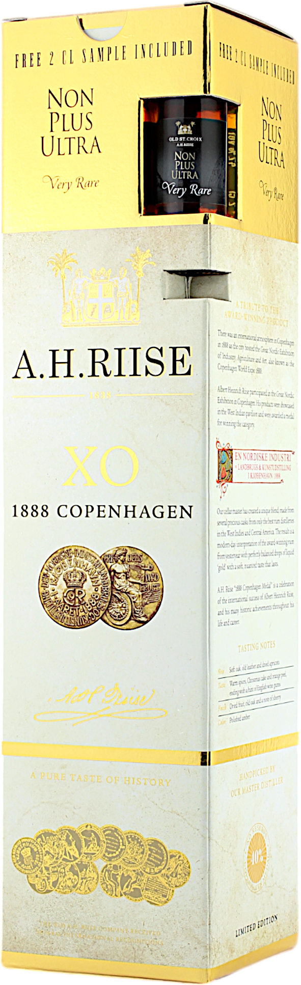 A.H. Riise XO 1888 Copenhagen Gold Medal Rum mit Non Plus Ultra Miniatur 40.0% 0,72l