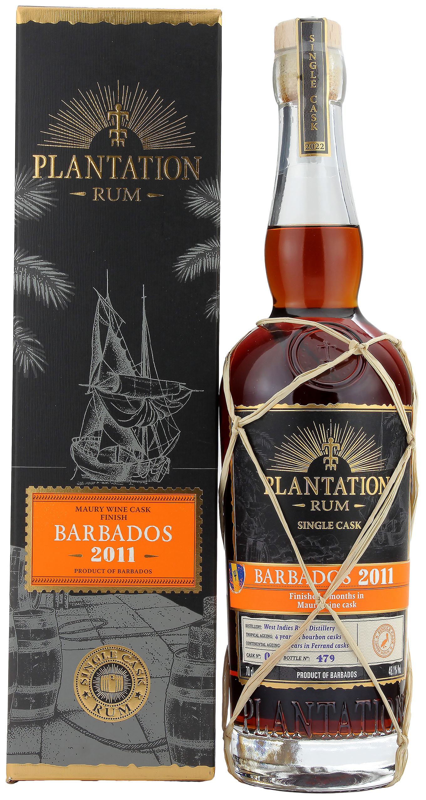Plantation Rum Barbados 11 Jahre 2011/2022 Maury Wine Single Cask Finish 48.1% 0,7l